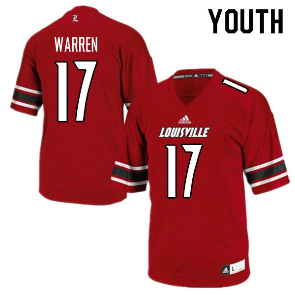Youth #17 Will Warren Louisville Cardinals College Football Jerseys Sale-Red - Click Image to Close
